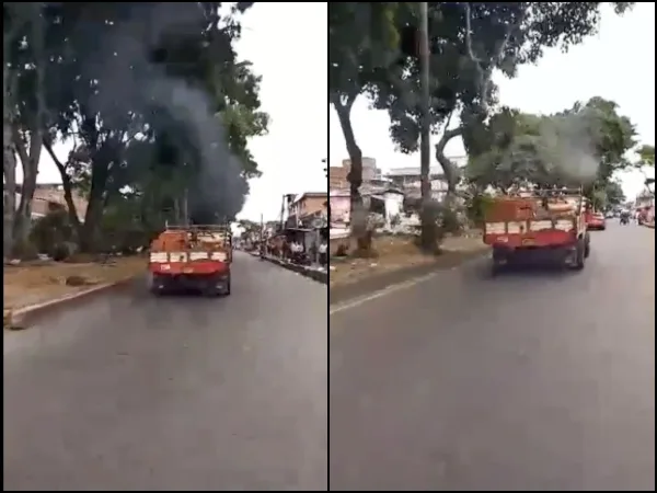 Otra "chimenea rodante" grabada en Mariano Ramos, "el polvo y humo de carros nos va a enfermar"