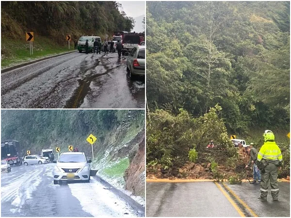 "La vía parecía jabón": conductores sufrieron emergencia por granizada y deslizamiento