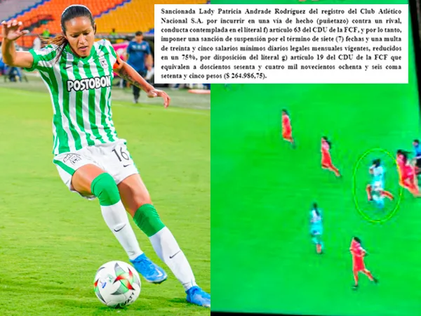 Siete fechas de sanción y una multa de $ 264.000 a Leidy Andrade por el golpe a Carolina Pineda