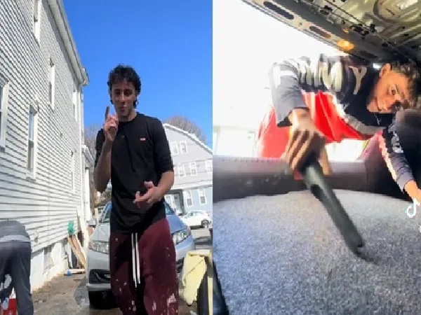 Joven colombiano lavando carros en Estados Unidos.