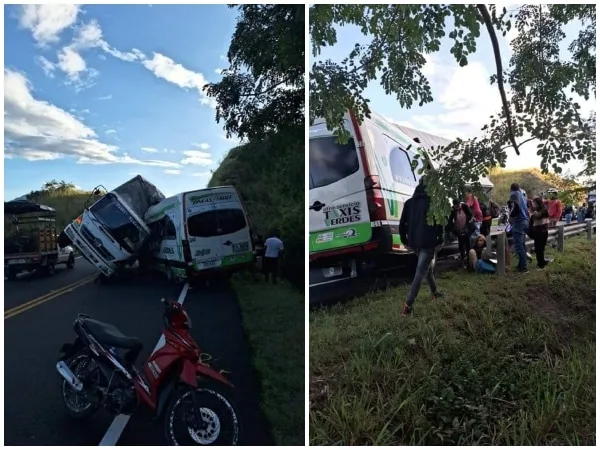 Accidente en la Ruta 45: choque entre microbús y furgón deja un muerto y nueve heridos en Huila