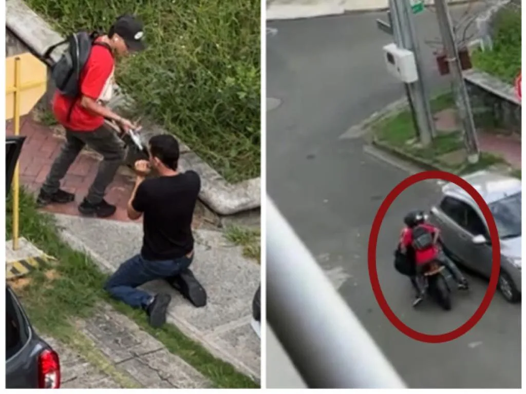 De rodillas mientras el ladrón le apuntaba: indignante robo en Cali, ladrones en moto y con parrillero