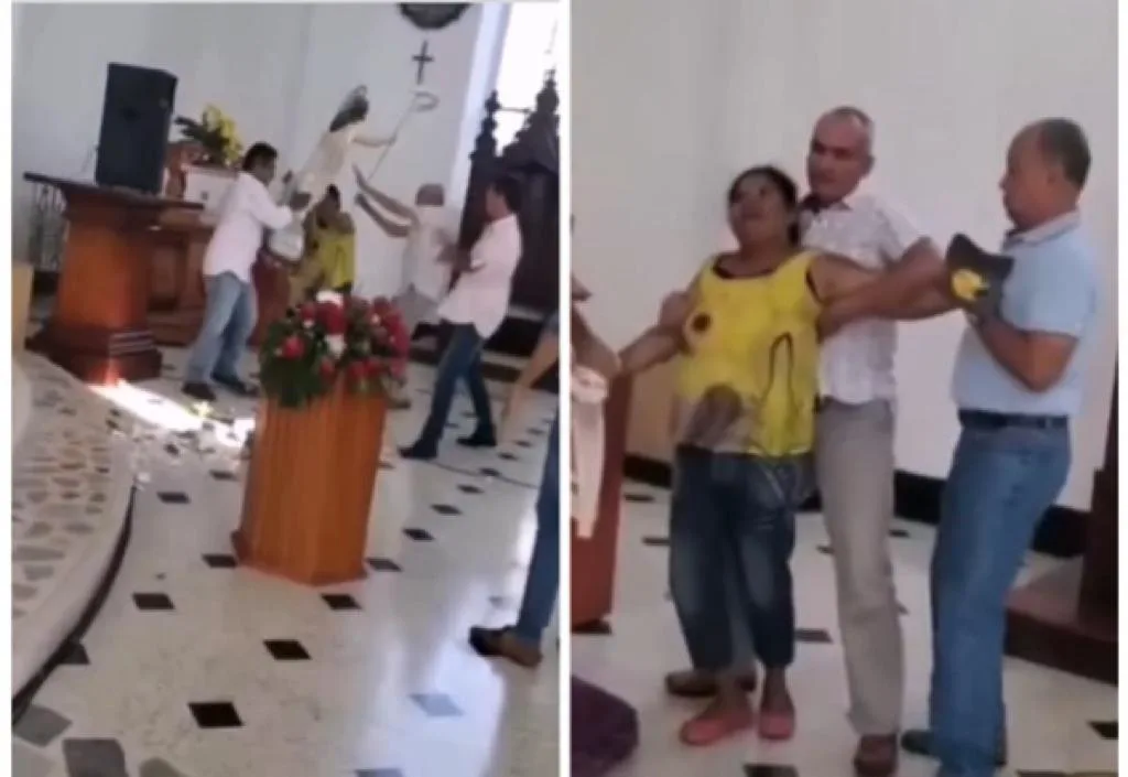 Mujer entró a una iglesia en Cereté e intentó destruir imágenes religiosas