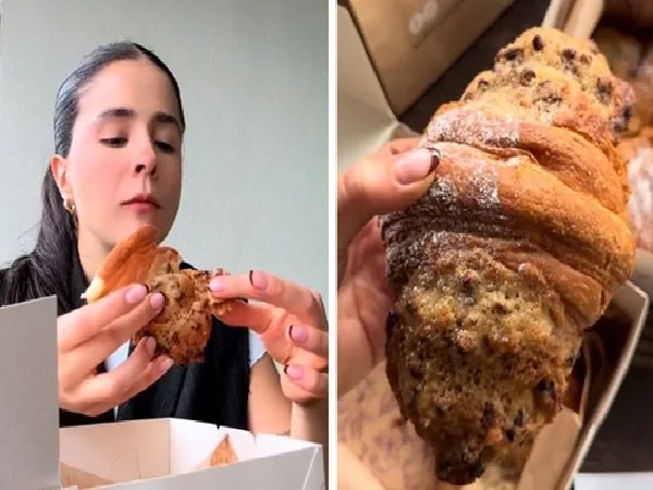 Panadería vende cruasanes rellenos de masa de galleta.