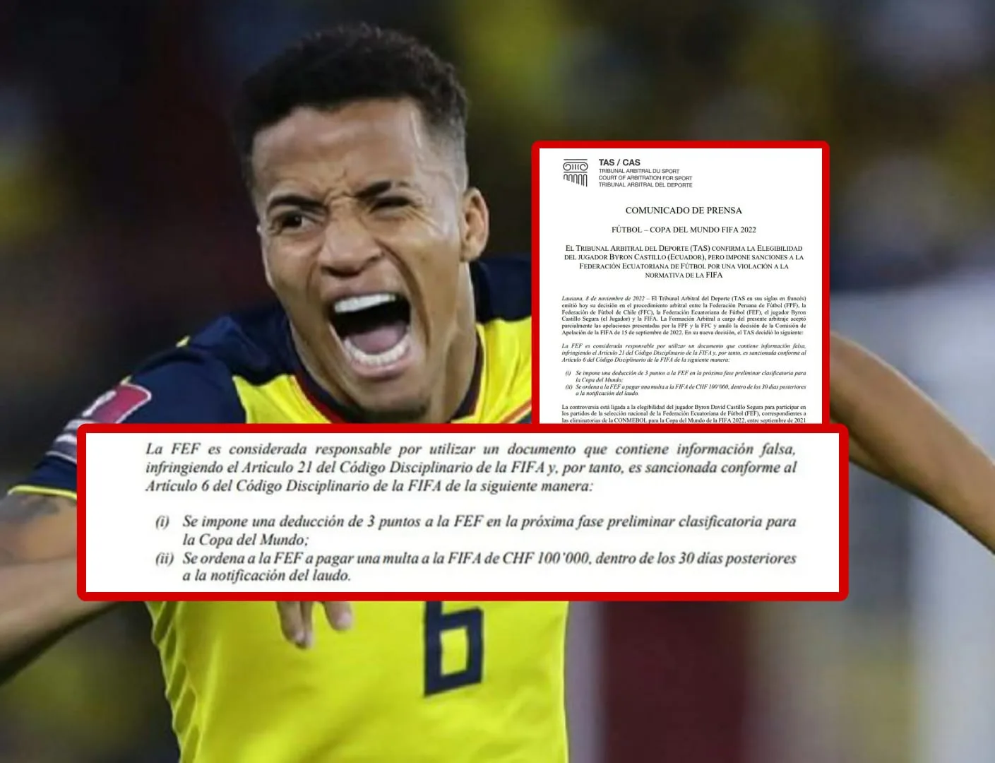 ¿Desenlace y final esperado?: Caso Byron Castilo llegó a su fin, Selección Ecuador seguirá en el Mundial pero les descontarán 3 puntos en las próximas eliminatorias al Mundial