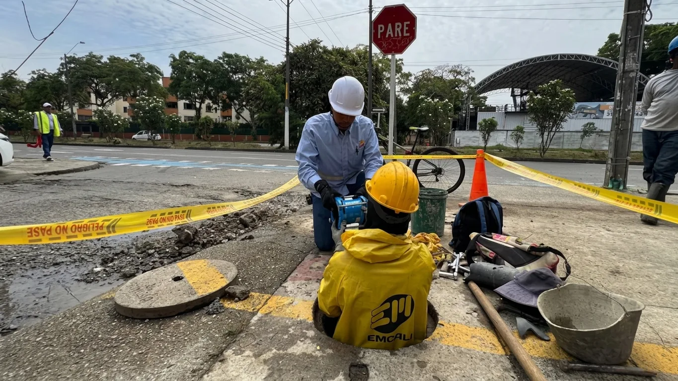 Trabajos de mantenimiento en la red de acueducto de Cali
