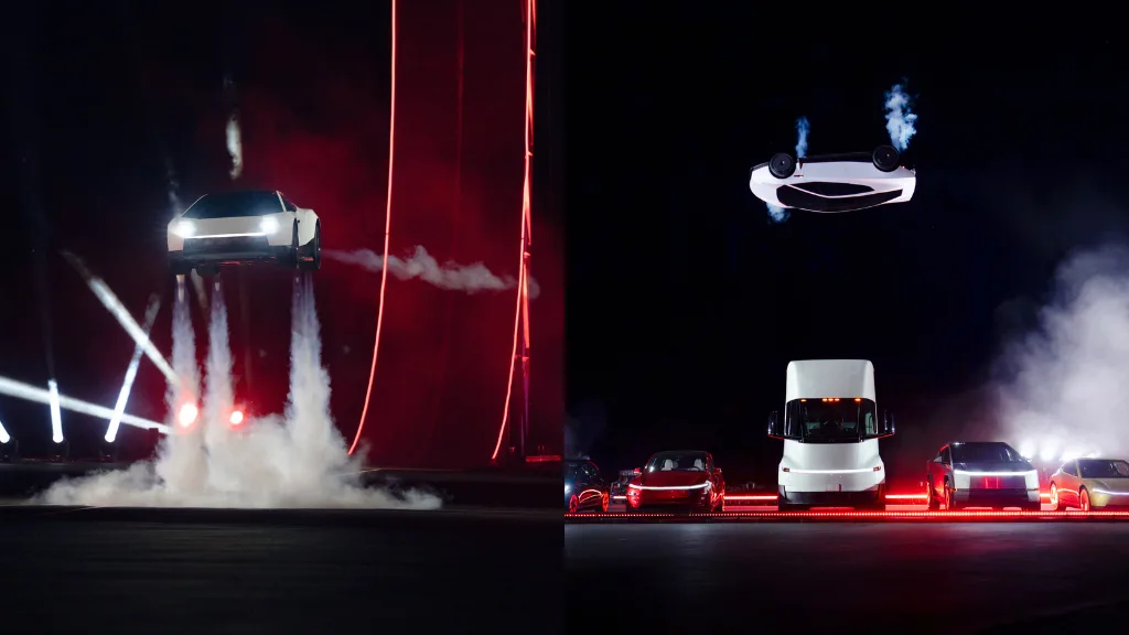 Tesla Roadster, el deportivo eléctrico con propulsores de SpaceX que realizó maniobras aéreas durante una demostración en Texas.